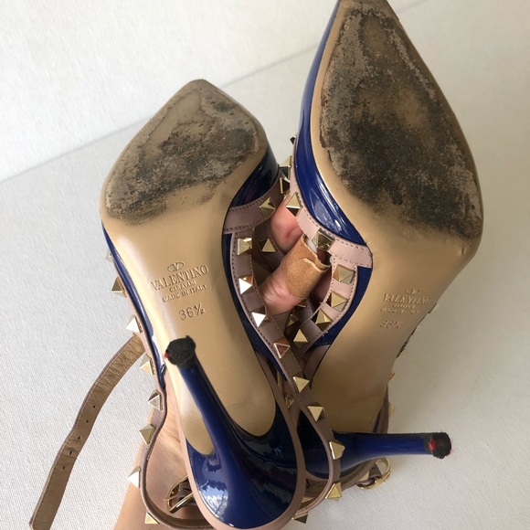 Valentino Rockdtud Blue Patent Leather pointed toe pumps Heels MK main image 2